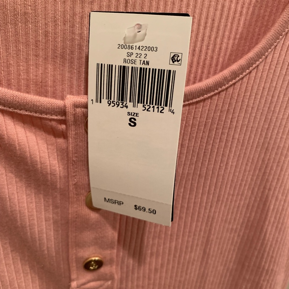 FINAL PRICE NWT Ralph Lauren Henley: Pink Blush, 3 Golden Buttons, Round Neck, S - Picture 3 of 8